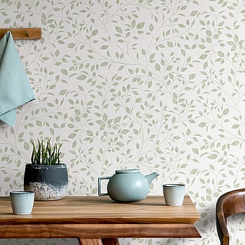Galerie Wallcoverings Product Code 88947 - Summer Breeze Wallpaper Collection - White, Green Colours -  