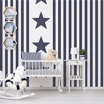 Galerie Wallcoverings Product Code G23340 - Deauville 2 Wallpaper Collection - Navy Blue White Colours -  