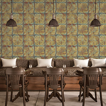 Galerie Wallcoverings Product Code G45376 - Grunge Wallpaper Collection - Gold Blue Colours -  